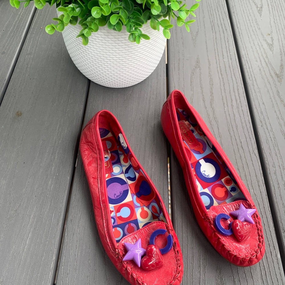 Coach Red Moccasin Style Flat